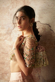 Ridhi Mehra-Peach & Champagne Skirt Set-INDIASPOPUP.COM