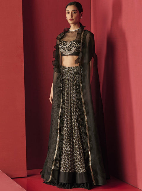 Ridhi Mehra-Black Blouse With Skirt-INDIASPOPUP.COM