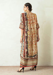 Rajdeep Ranawat-Beige Printed Kimono Tunic With Palazzo-INDIASPOPUP.COM