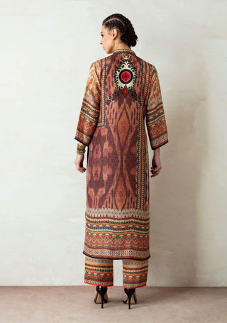 Rajdeep Ranawat-Brown Printed Kurta With Palazzo-INDIASPOPUP.COM