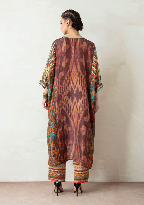 Rajdeep Ranawat-Brown Printed Dress With Palazzo-INDIASPOPUP.COM
