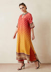 Rajdeep Ranawat-Orange Printed Kimono Tunic With Palazzo-INDIASPOPUP.COM