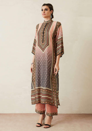 Rajdeep Ranawat-Peach Long Kurta With Palazzo-INDIASPOPUP.COM