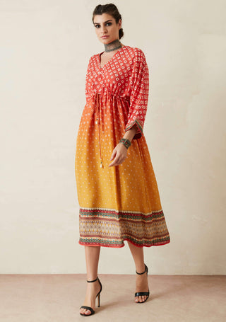 Rajdeep Ranawat-Orange Kimono Tunic Dress-INDIASPOPUP.COM