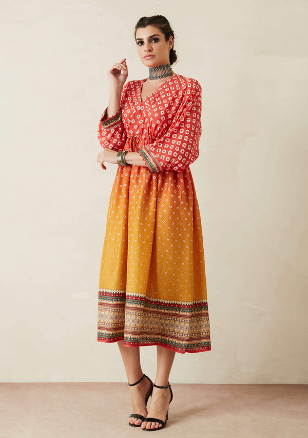 Rajdeep Ranawat-Orange Kimono Tunic Dress-INDIASPOPUP.COM