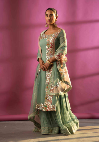 Rachit Khanna Turquoise-Teal Blue Sharara Set-INDIASPOPUP.COM