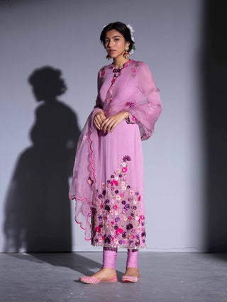 Rachit Khanna Turquoise-Mauve Georgette Kurta Set-INDIASPOPUP.COM