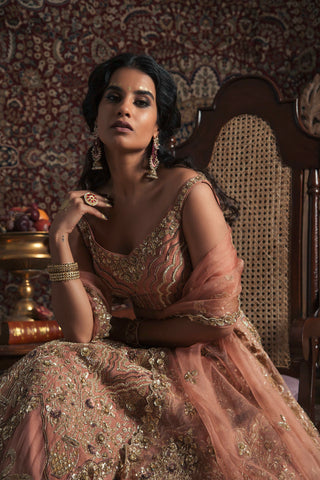 Rachit Khanna Turquoise-Dusty Pink Swan Lehenga Set-INDIASPOPUP.COM