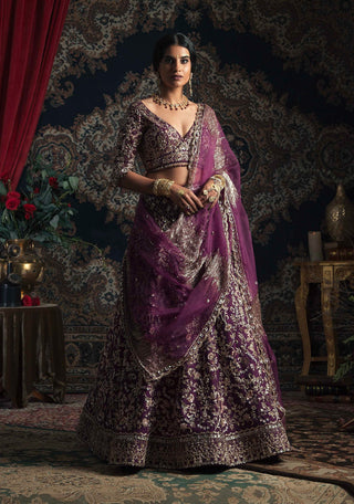 Rachit Khanna Turquoise-Purple Gulaab Lehenga Set-INDIASPOPUP.COM