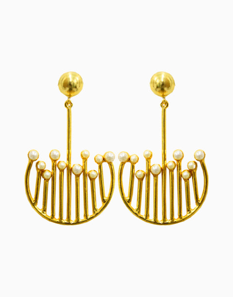 Hyperbole - Retro Pearl Danglers - INDIASPOPUP.COM
