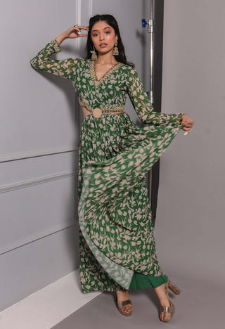 Ria Shah-Green Cut Out Anarkali-INDIASPOPUP.COM