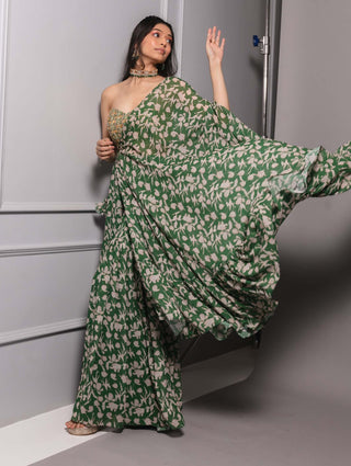 Ria Shah-Green Embroidered Sharara Set-INDIASPOPUP.COM