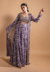Ria Shah-Purple Print Sharara And Jacket Set-INDIASPOPUP.COM