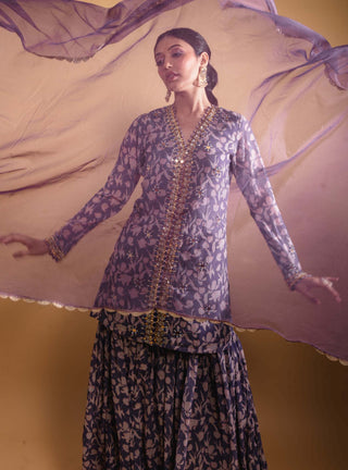 Ria Shah-Purple Embroidered Sharara Set-INDIASPOPUP.COM