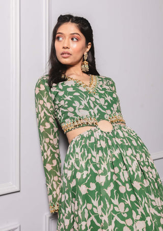 Ria Shah-Green Cut Out Anarkali-INDIASPOPUP.COM