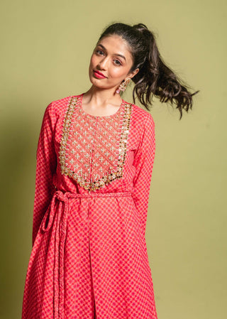 Ria Shah-Pink Printed Kurta Set-INDIASPOPUP.COM