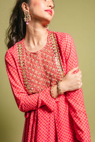 Ria Shah-Pink Printed Kurta Set-INDIASPOPUP.COM