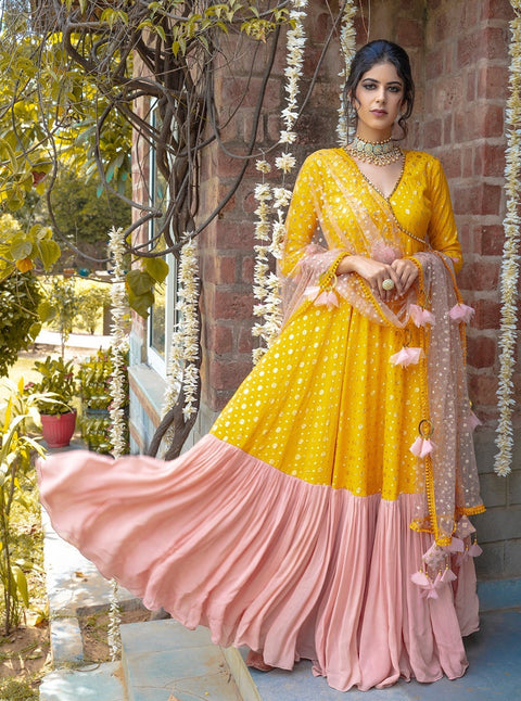 Yellow & Blush Pink Angarkha Set