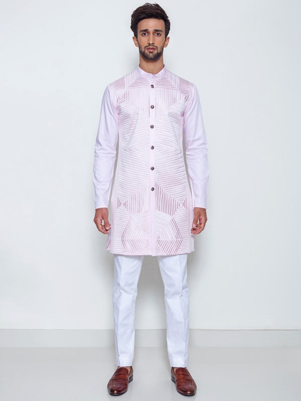 Arjun Kilachand-Rose Pink Multi Stripe Kurta-INDIASPOPUP.COM