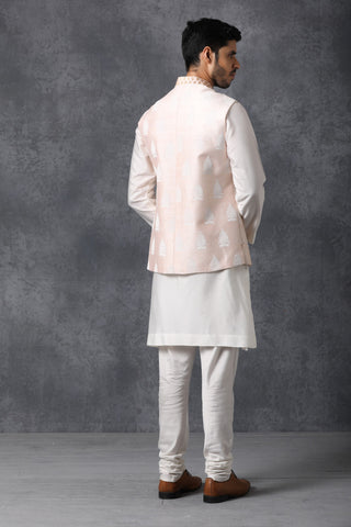 Ankit V Kapoor-Peach Nehru Jacket-INDIASPOPUP.COM