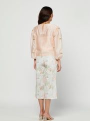 Meadow-Peach Embroidered Blouse-INDIASPOPUP.COM