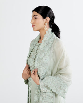 Megha Bansal-Mint Green Indrani Kurta Set-INDIASPOPUP.COM