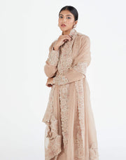 Megha Bansal-Nude Pink Indrani Kurta Set-INDIASPOPUP.COM