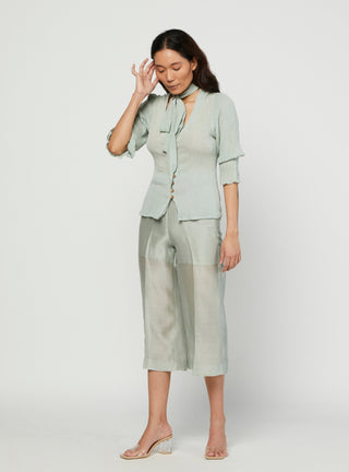 Meadow-Green Blouse With Pants-INDIASPOPUP.COM