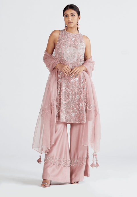 Megha Bansal-Barbie Pink Amira Kurta Set-INDIASPOPUP.COM