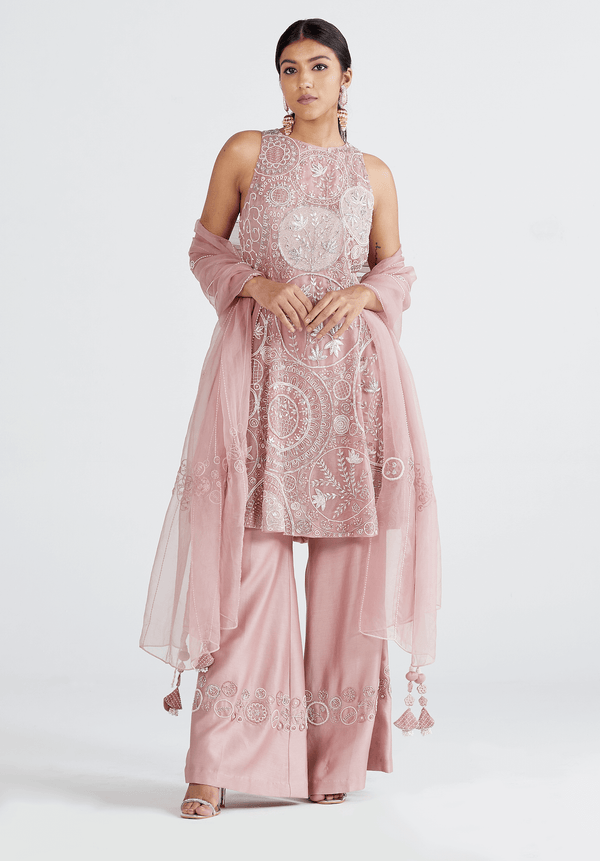 Megha Bansal-Barbie Pink Amira Kurta Set-INDIASPOPUP.COM