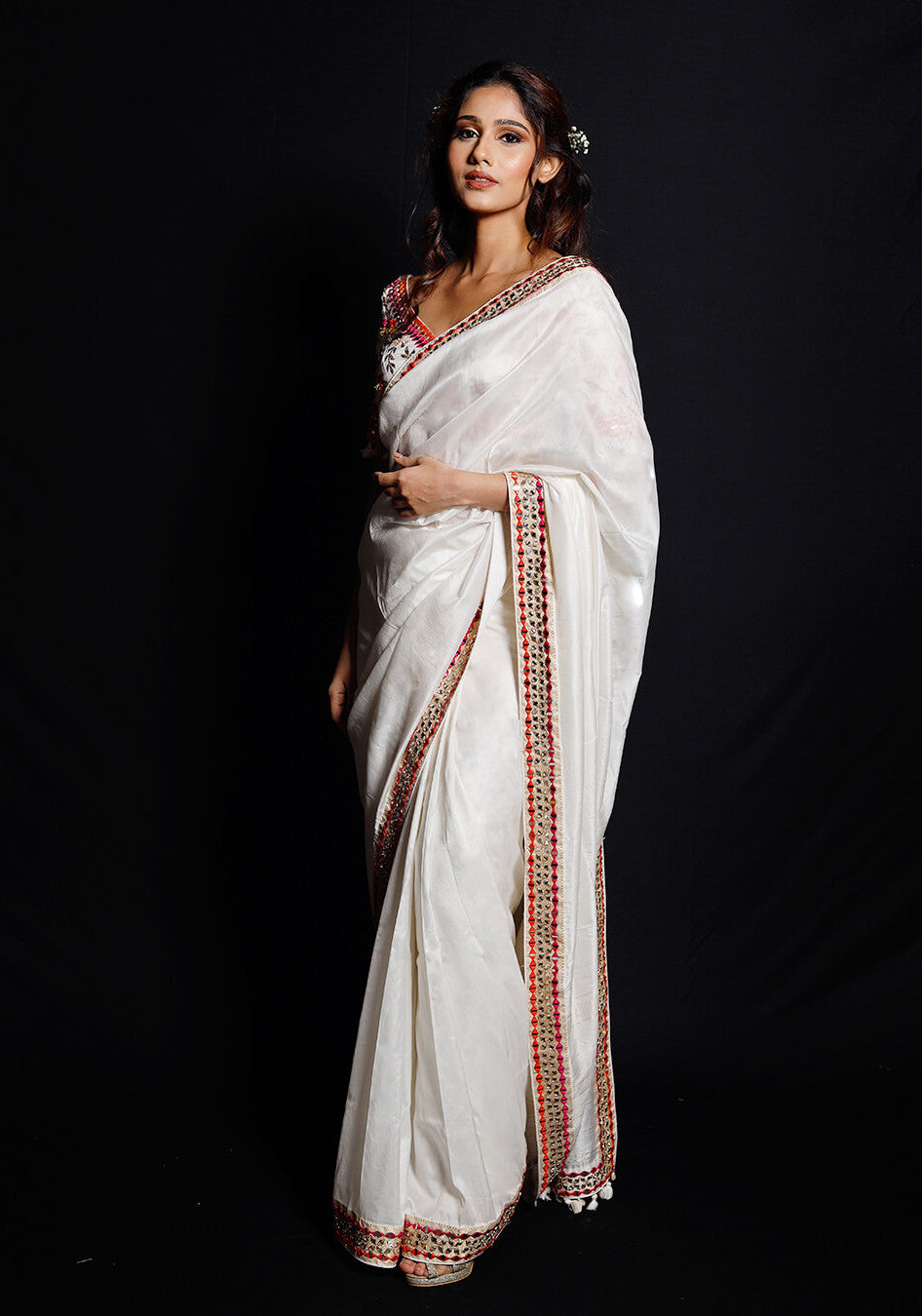 Archana Kochhar Ivory Silk Saree Set