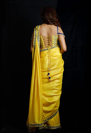 Archana Kochhar-Yellow Silk Saree Set-INDIASPOPUP.COM