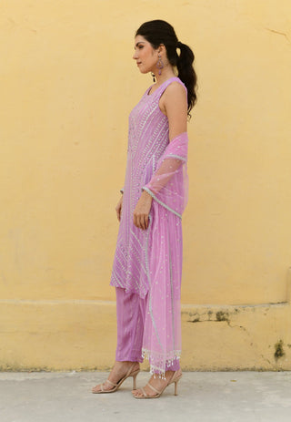 Chamee And Palak-Saya Lavender Embroidered Kurta Set-INDIASPOPUP.COM