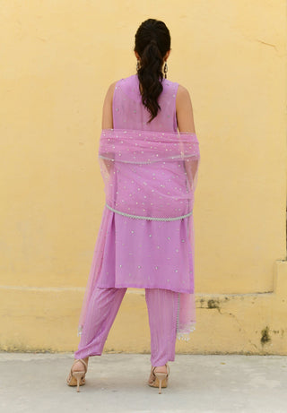 Chamee And Palak-Saya Lavender Embroidered Kurta Set-INDIASPOPUP.COM