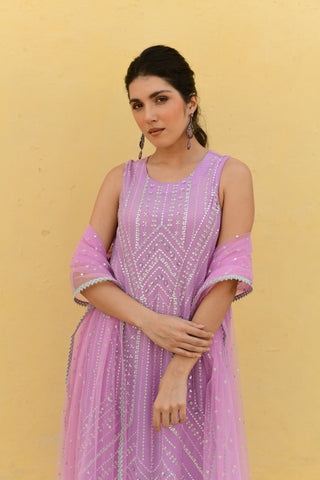 Chamee And Palak-Saya Lavender Embroidered Kurta Set-INDIASPOPUP.COM