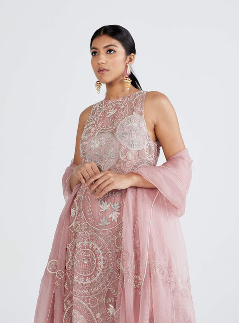 Megha Bansal-Barbie Pink Amira Kurta Set-INDIASPOPUP.COM