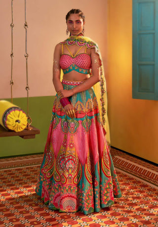 Siddhartha Bansal-Mastani Pink Embroidered Lehenga Set-INDIASPOPUP.COM