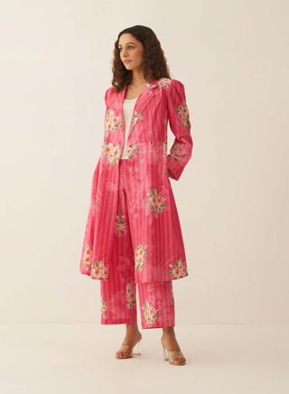 Shivani Bhargava-Pink Floral Stripe Jacket Set-INDIASPOPUP.COM