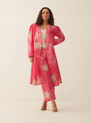 Shivani Bhargava-Pink Floral Stripe Jacket Set-INDIASPOPUP.COM
