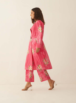 Shivani Bhargava-Pink Floral Stripe Jacket Set-INDIASPOPUP.COM