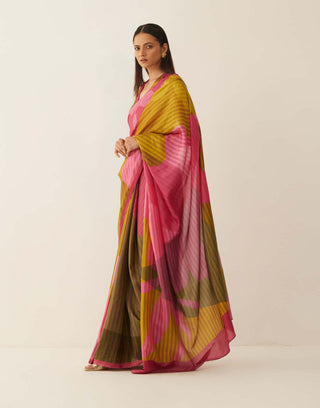 Shivani Bhargava-Multicolor Natural Silk Sari And Unstitched Blouse-INDIASPOPUP.COM