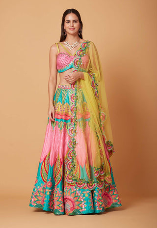 Siddhartha Bansal-Mastani Pink Embroidered Lehenga Set-INDIASPOPUP.COM