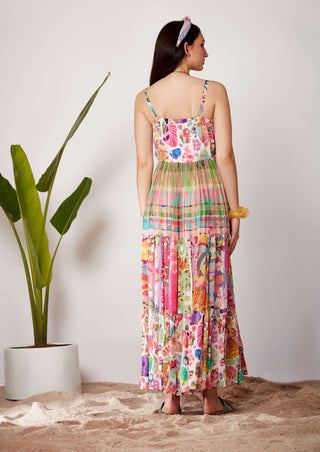 Siddhartha Bansal-Multicolor Printed Tiered Dress-INDIASPOPUP.COM