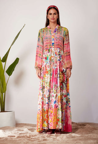 Siddhartha Bansal-Paisley Printed Tiered Dress-INDIASPOPUP.COM