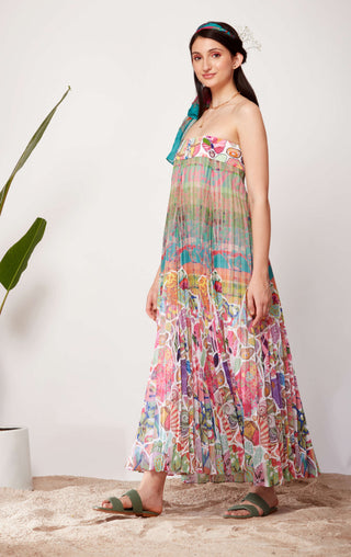 Siddhartha Bansal-Multicolor Ombre Pleated Tube Dress-INDIASPOPUP.COM