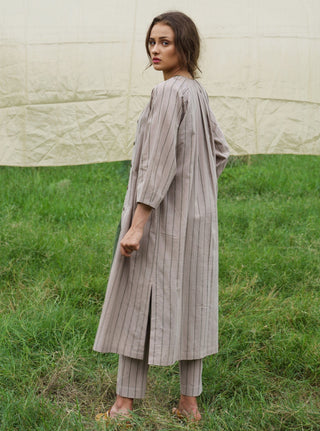 Pozruh-Pastel Grey & Pastel Pariere Stripe Set-INDIASPOPUP.COM