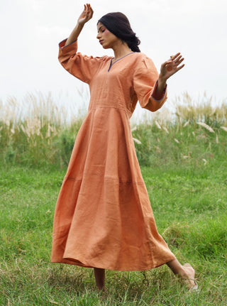 Pozruh-Pastel Oragne Talitha Papaya Dress-INDIASPOPUP.COM
