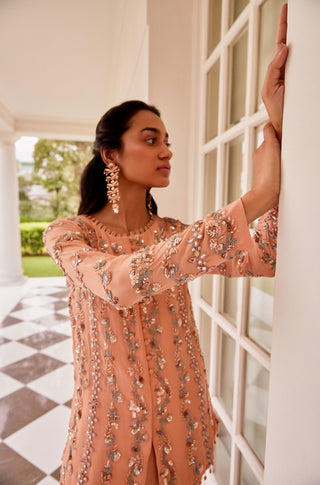 Sanya Gulati-Rose Gold Embroidered Sharara Set-INDIASPOPUP.COM