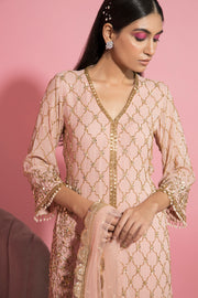 Sanya Gulati-Pink Shirt And Tiered Sharara Set-INDIASPOPUP.COM