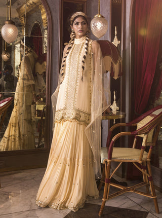 Sanya Gulati-Ivory Short Kurta And Sharara Set-INDIASPOPUP.COM